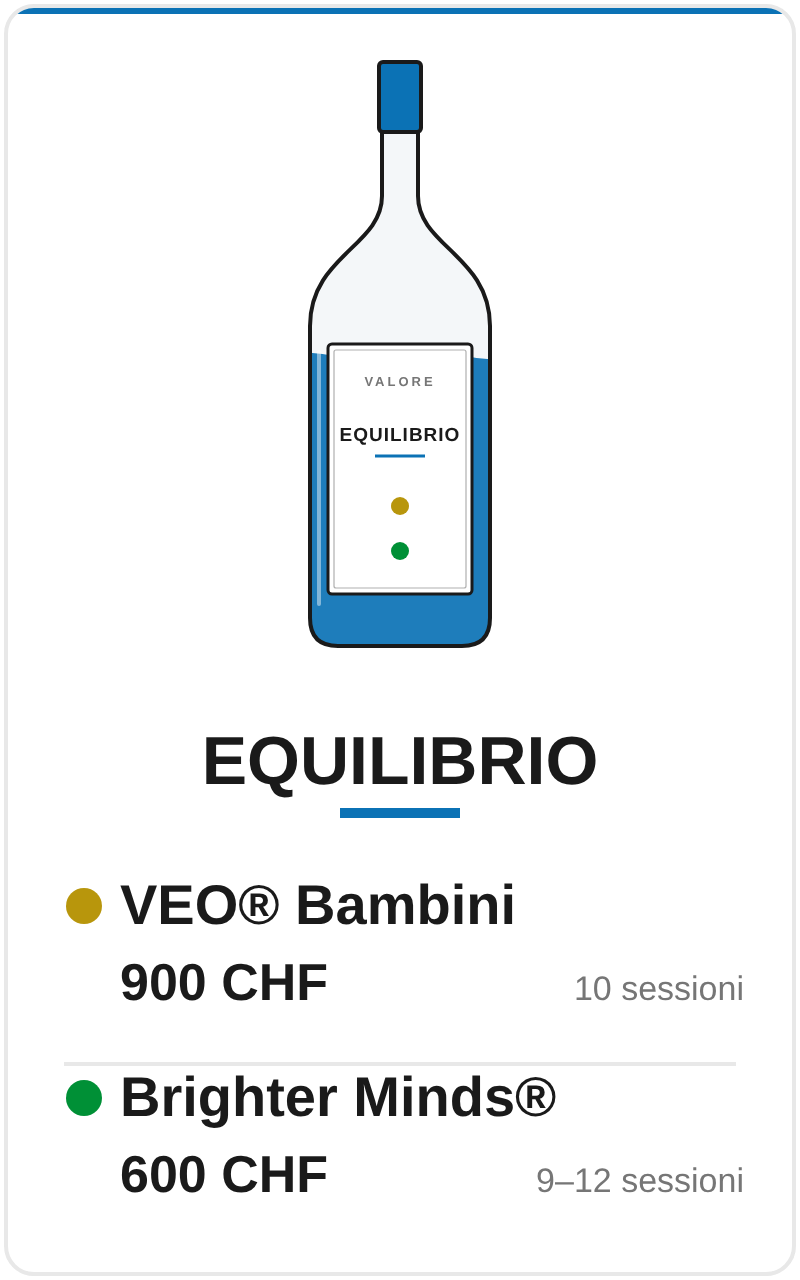 Equilibrio: VEO Bambini 900 CHF, Brighter Minds 600 CHF